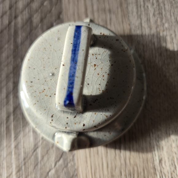 Vintage Home Sweet Home Speckled Stoneware Creamer & Sugar Blue Floral Farmhouse - Picture 9 of 15